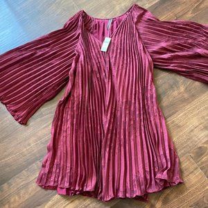 Anthropologie - Plum Wine Red Toulon Pleated Mini Cocktail Dress